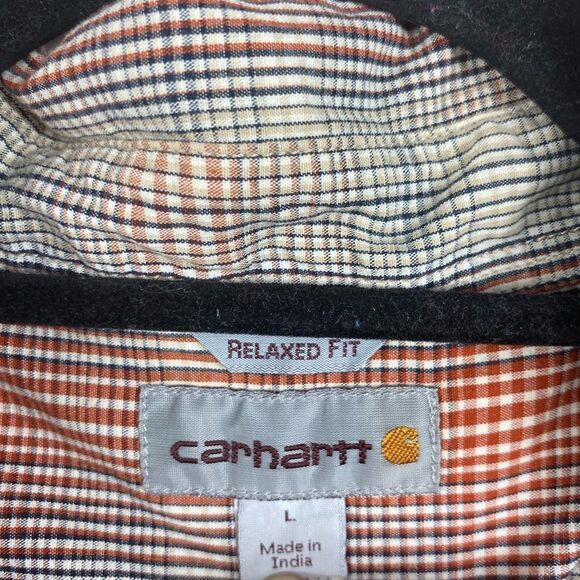 Carhartt Men’s Sz Lrg Relaxed Fit Short Sleeve Button Down Cotton Work Shirt - Picture 6 of 6